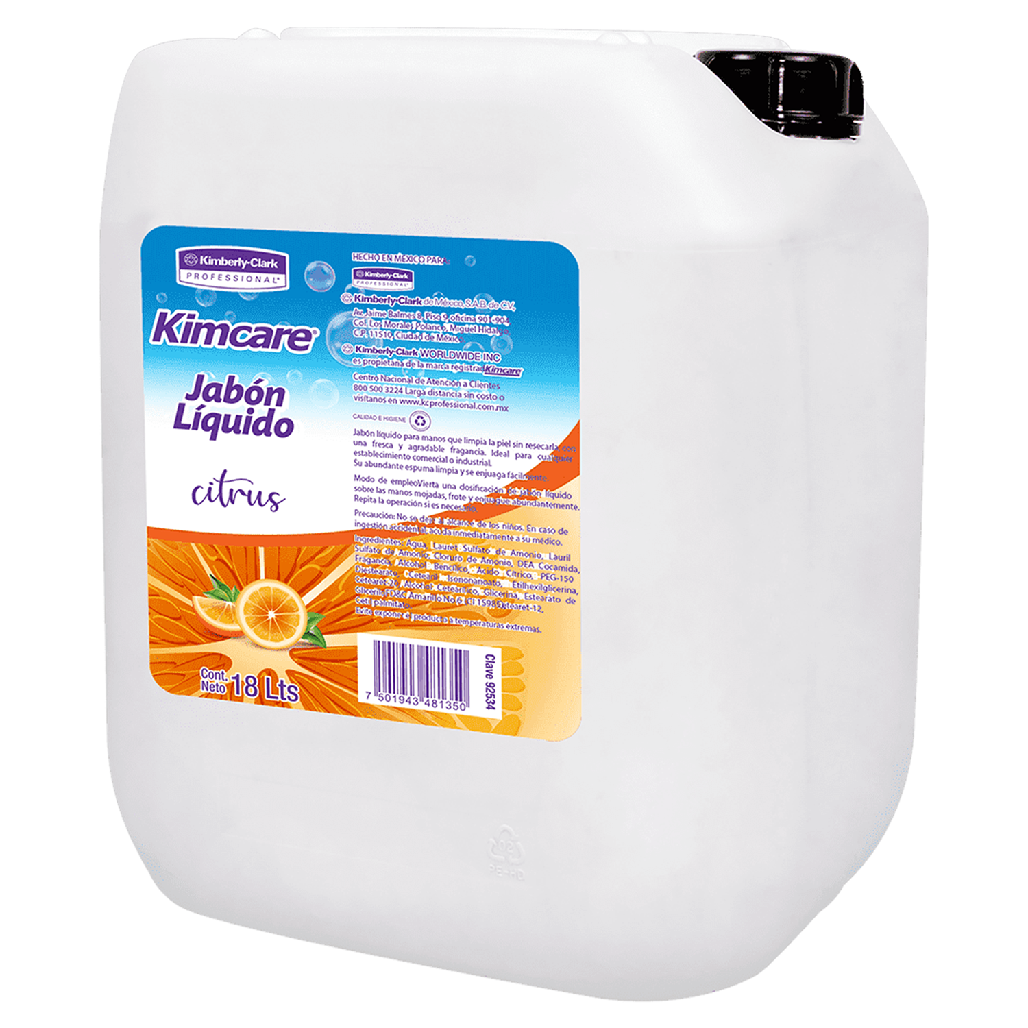 Jabón líquido antibacterial Kimcare® Porrón 1 pza x 18 L